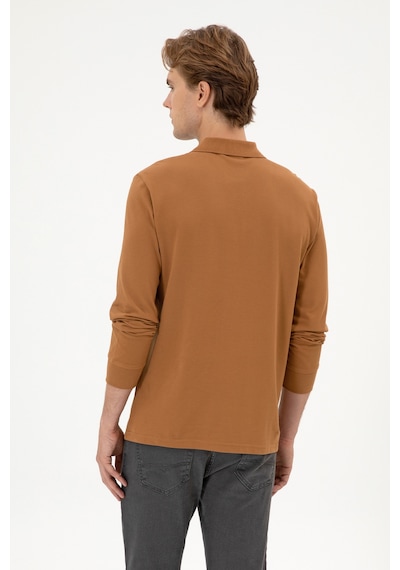 U.S. Polo Assn. Erkek Regular Fit Polo Yaka Camel Basic Sweatshirt 50313772-VR233