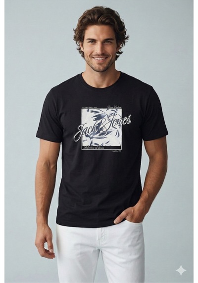 Jack & Jones Jjhonolulu Shape Siyah Erkek Tişört 12288088 Black