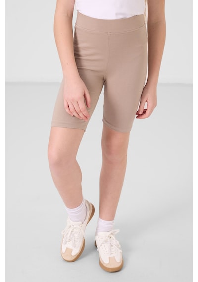 Tommylife Koyu Bej Pamuklu Kısa Paça Standart Fit Basic Kız Çocuk Tayt - 75188 Koyu Bej