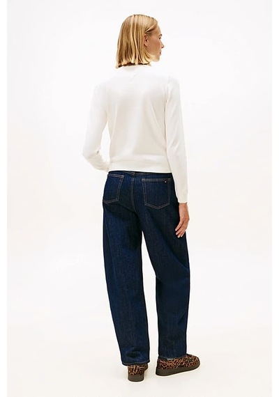Tommy Hilfiger Kadın Essential Slim Fit Balıkçı Yaka Kazak - Kırık Beyaz Ancient White