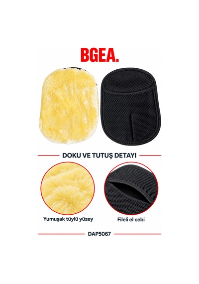 Bgea Premium Oto Yıkama Ve Cila Eldiveni Yünlü Hassas Eldiven