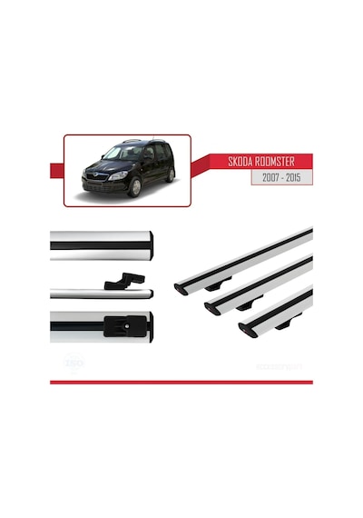 Skoda Roomster 2007-2015 Arası İle Uyumlu Basic Model Ara Atkı Tavan Barı Gri 3 Adet