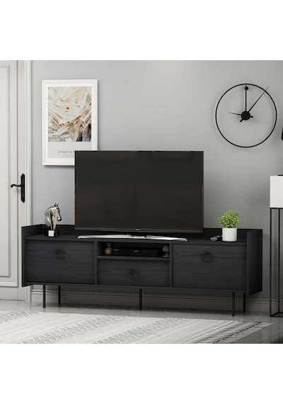 T0015 Lidya Kapaklı, Açık Raflı Tv Sehpası - Ahşap Siyah Ahşap Siyah T0015 Lidya Kapaklı, Açık Raflı Tv Sehpası - Ahşap Siyah Ahşap Siyah