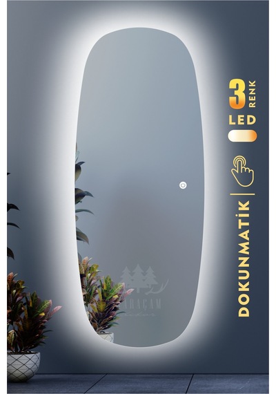Led Işıklı Oval Boy Aynası Beyaz