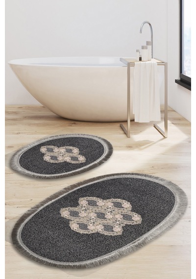 Akasya Saçakli Banyo Takımı 2 Pcs Antrasit