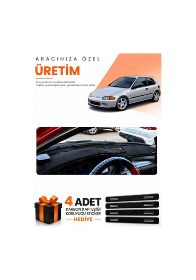 Honda Civic Eg-ex-el 1994-2000 Uyumlu Torpido Koruma Örtüsü Oto Kılıfı - Siyah Gri