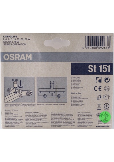 Osram St151 4-22w S2 Starter 220-240v Kısa Florasan İçin 12 Ad.