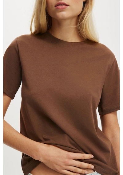 Seeh Kahverengi Basic Kısa Kollu Kadın T-shirt Sh280
