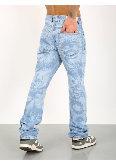 Baggy Desenli Buz Mavi Jean-buz Mavi - 33 Buz Mavi