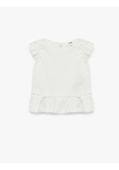 Koton Fırfır Detaylı Ekru Kız Bebek Kolsuz T-shirt 6smg30025ak Ekru