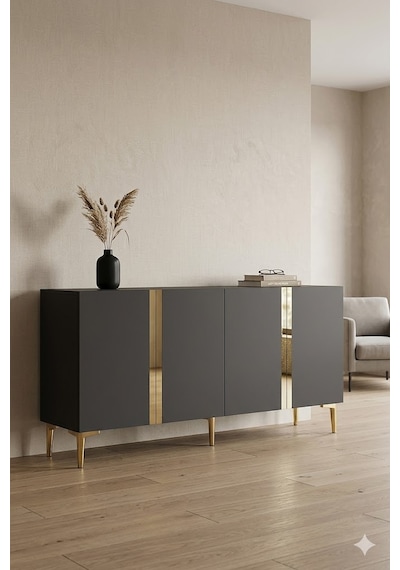 Ka1598ag Anka Konsol Ve Tv Sehpası Antrasit-gold 150cm