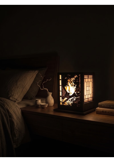 Serie Lumina Shoji Masa Ve Gece Lambası - Modern Portre Klasik Zen Kafes Japon Feneri Sıcak Led Ambiyans Işığı Siyah