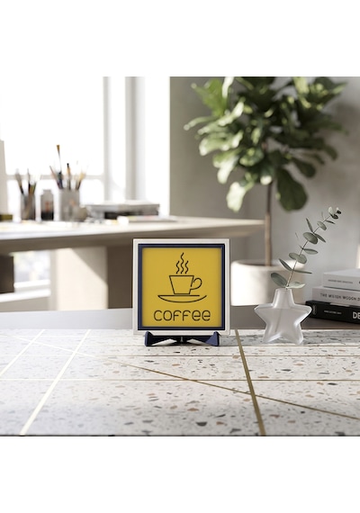 Kahve Simgeli Modern Masaüstü Objesi, Ev Ve Ofis Dekoru İçin Karakterli Bir Parça 10x10 Cm
