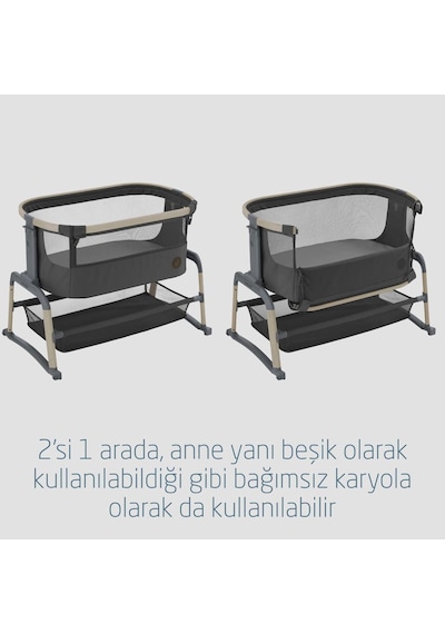 Maxi-Cosi Maxi Cosi Iora Air Sallanabilen Ahşap Görünümlü Anne Yanı Beşik Beyond Graphite