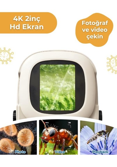 Temel 2si 1 Arada Dijital Mikroskop Seti 40x 1000x Yakınlaştırmalı, Hd Ekranlı Stem Kiti