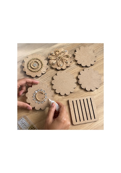 Arliadesign 6 Lı Papatya Mdf Bardak Altlığı 10x10 Cm Boyanabilir Kendin Yap Hobi Seti