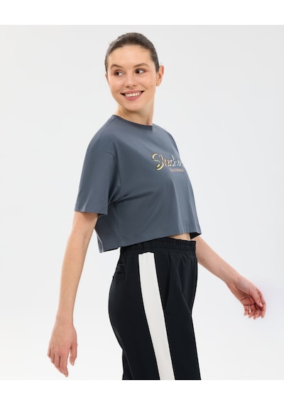 Skechers Crop Graphic Kadın Tişört Gri