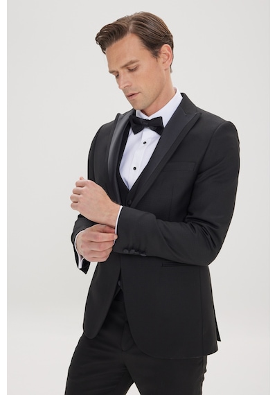 Ac&Co / Altınyıldız Classics Erkek Sıyah Slim Fit Dar Kesim Kırlangıç Yaka Balıksırtı Desenli Yelekli Smokin Takım Sıyah Siyah Ac&Co / Altınyıldız Classics Erkek Sıyah Slim Fit Dar Kesim Kırlangıç Yaka Balıksırtı Desenli Yelekli Smokin Takım Sıyah Siyah