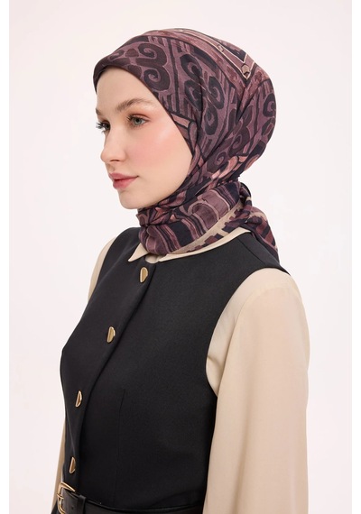 Silk Home Dört Mevsim Antik Motif Viskon Velora Eşarp 6421 Koyu Mor