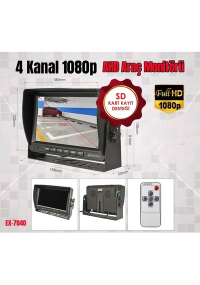 Expotech Monitor 7 Inç Quad Exm-7040 Sd Kart Destekli