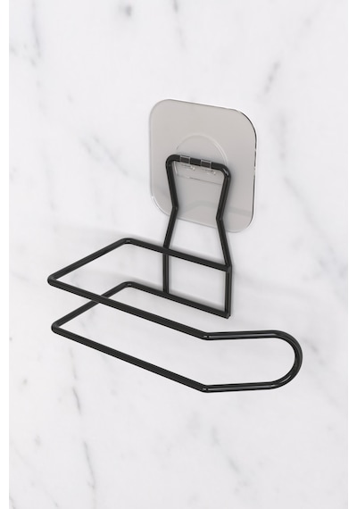 Karteya Sticker Yapışkanlı Dekoratif Wc Tuvalet Kağıdı Tutacağı Şık Banyo Aksesuarı Wc Kağıtlık Siyah