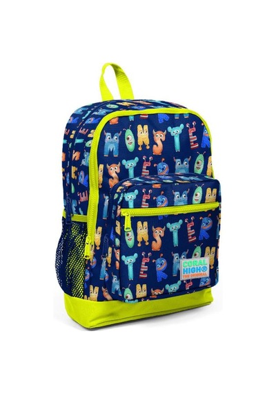 Coral High Kids Lacivert Neon Sarı Monster Desenli 3 Lü Okul Çanta Seti Set0123726 Çok Renkli