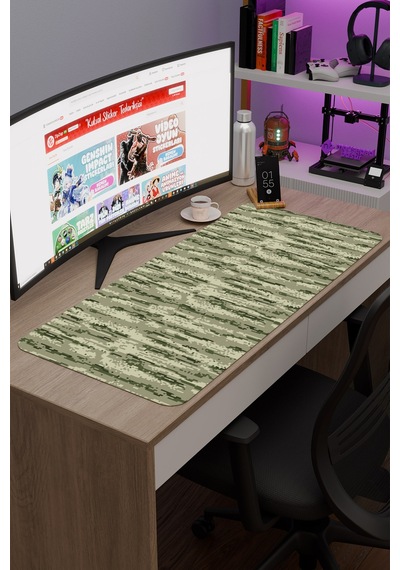 Kamuflaj Kaymaz Dikişli Kauçuk Oyuncu Mousepad V3 - 90x40 Xxl Gaming Mouse Pad Fare Altlığı