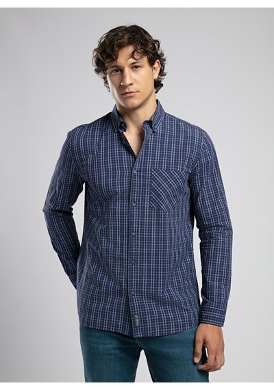 Lee Cooper Lacivert Erkek Regular Fit Kareli Gömlek 252 Lcm 241024 Pıred 2 Lacivert - Mavi