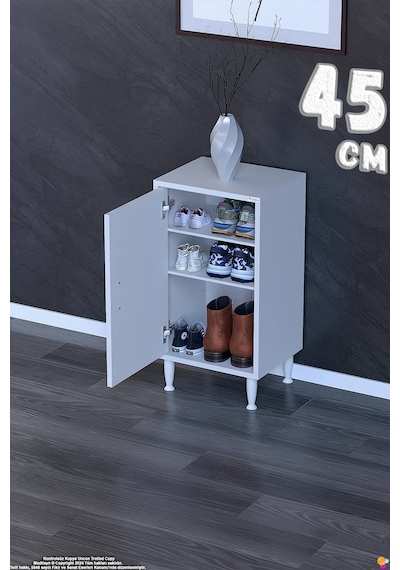 Bulut Ayakkabılık - Kapaklı 2 Raf 3 Bölmeli Dar Alanlar İçin Çok Amaçlı Dolap 45 Cm Beyaz Bulut Ayakkabılık - Kapaklı 2 Raf 3 Bölmeli Dar Alanlar İçin Çok Amaçlı Dolap 45 Cm Beyaz