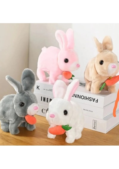 Zıplayan Tavşan Peluş Oyuncak Işıklı Vik Vik Tavşan Pilli Karışık Renk 1 Adet Çok Renkli