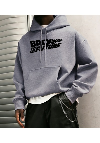 Startmore Startmoregeleceğe Dönüş Baskılı Sokak Günlük Kapüşonlu Üstleri Erkek Polar Modası Sweatshirtler Sonbah Gri