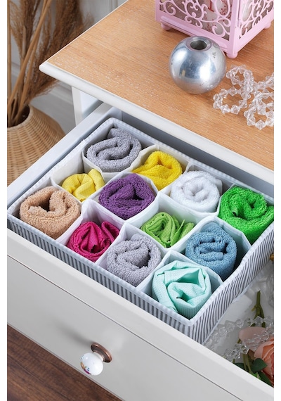 Home 12 Bölmeli Çekmece İçi Düzenleyici Organizer Beyaz/gri