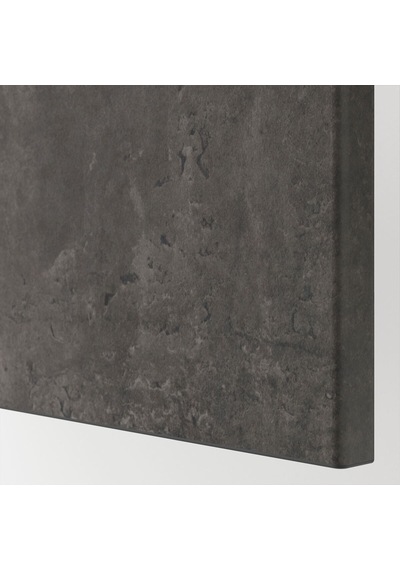 Dolap Kombinasyonu, Beyaz-koyu Gri Taş Görünümlü, 120x42x65 Cm, Kallvıken, Çıt Çıt Raylı Gri