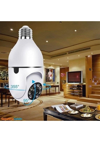 Sepetinegelsin Wifi 360 Panoramik Ampul Kamera Gece Görüş Ses Akıllı Hareket Algılayıcı