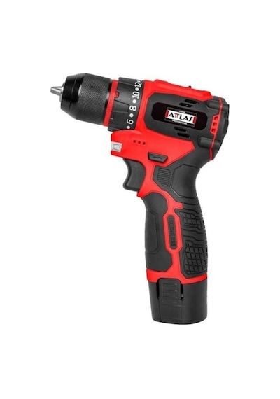 Attlas Atbl 12 Cdd-202c 12v Kömürsüz Darbeli Matkap, Li-ion, 1400 Dev/dk, 2.0ah, 10 Mm, Kırmızı, 2 Akü Dahil