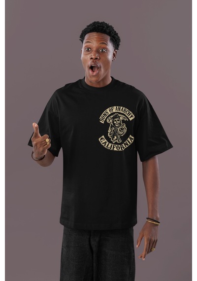 Sons Of Anarchy California Sırt Baskılı Unisex Oversize Dizi Tişö Siyah