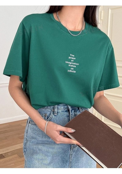 Flood Of Style Kadın Nefti Yeşili The Power Baskılı Oversize Yeşil