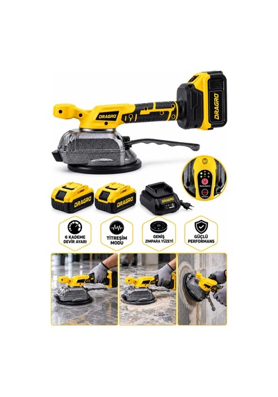 Dragro Drg-21v Metal S Şanzıman Lithium Çift Akülü Fayans Cam Karo Döşeme Vantuz Makinesi Çantalı