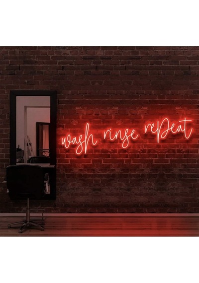 Wash Ringe Repeat Yazılı Neon Tabela Kırmızı
