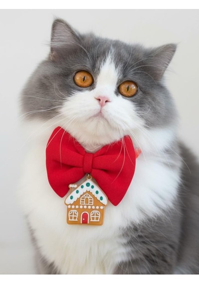 Gingerhome Kedi Papyon Tasması Kırmızı Fiyonk Boyun Aksesuarı Noel Temalı Kedi Süsü