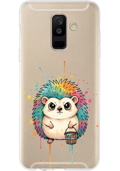 Samsung Galaxy A6 Plus 2018 İle Uyumlu Splash Kirpi Tasarımlı Şeffaf Silikon Kılıf Şeffaf