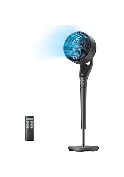 DREO TurboPoly Fan 154 Akıllı Ayaklı Vantilatör, 20dB Sessiz Çalışma, 9 Hız, 120° Salınım, Kumandalı, Çocuk Kilidi, LED Ekran Siyah