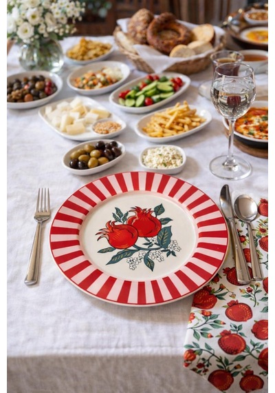 Acar Narlı Porselen 20,2 Cm Tatlı Tabağı Kırmızı