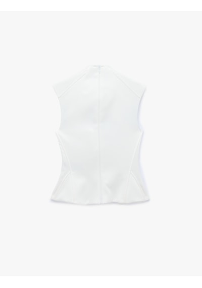 Koton Slim Fit Kolsuz Pencere Detaylı Kalp Yaka Bağcıklı Saten Korse Büstiyer Beyaz 6sak30122uw