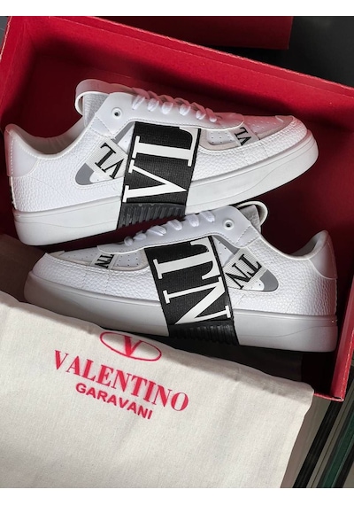 Favorispor Valentino Garavani Vl7n Logolu Bantlı Beyaz Deri Sneaker Beyaz Siyah