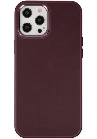 Apple İphone Uyumlu 12 Pro Max Kılıf Asya Deri Silikon - Mürdüm Çok Renkli