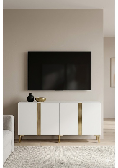Ka1598bg Anka Konsol Ve Tv Sehpası Beyaz-gold 150cm