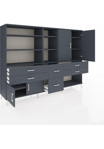 Hyperion Dolap 10 Raflı 6 Çekmeceli 4 Kapaklı 220x44x163 Antrasit Antrasit-antrasit Hyperion Dolap 10 Raflı 6 Çekmeceli 4 Kapaklı 220x44x163 Antrasit Antrasit-antrasit