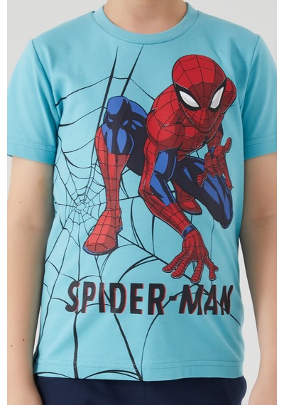 Spiderman Hero Turkuaz Erkek Çocuk Bermuda Takım Turkuaz