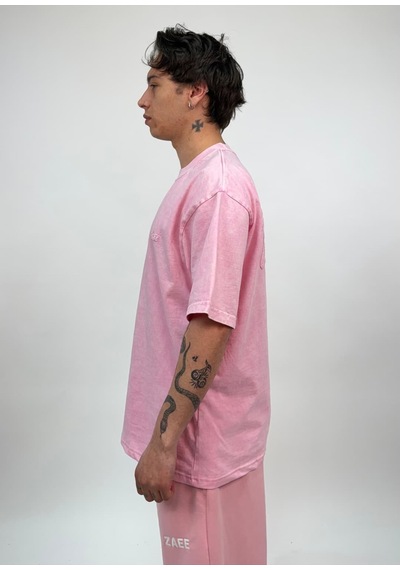 Zaee Nakışlı Oversize Tişört Pembe